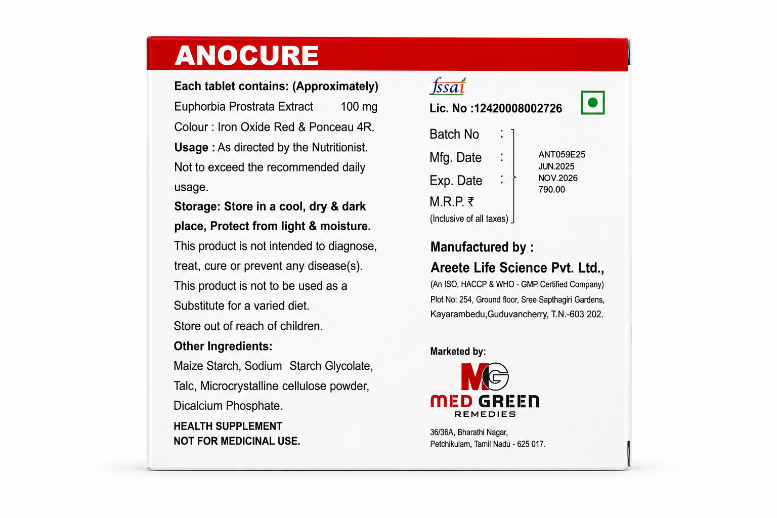 Anocure tablet